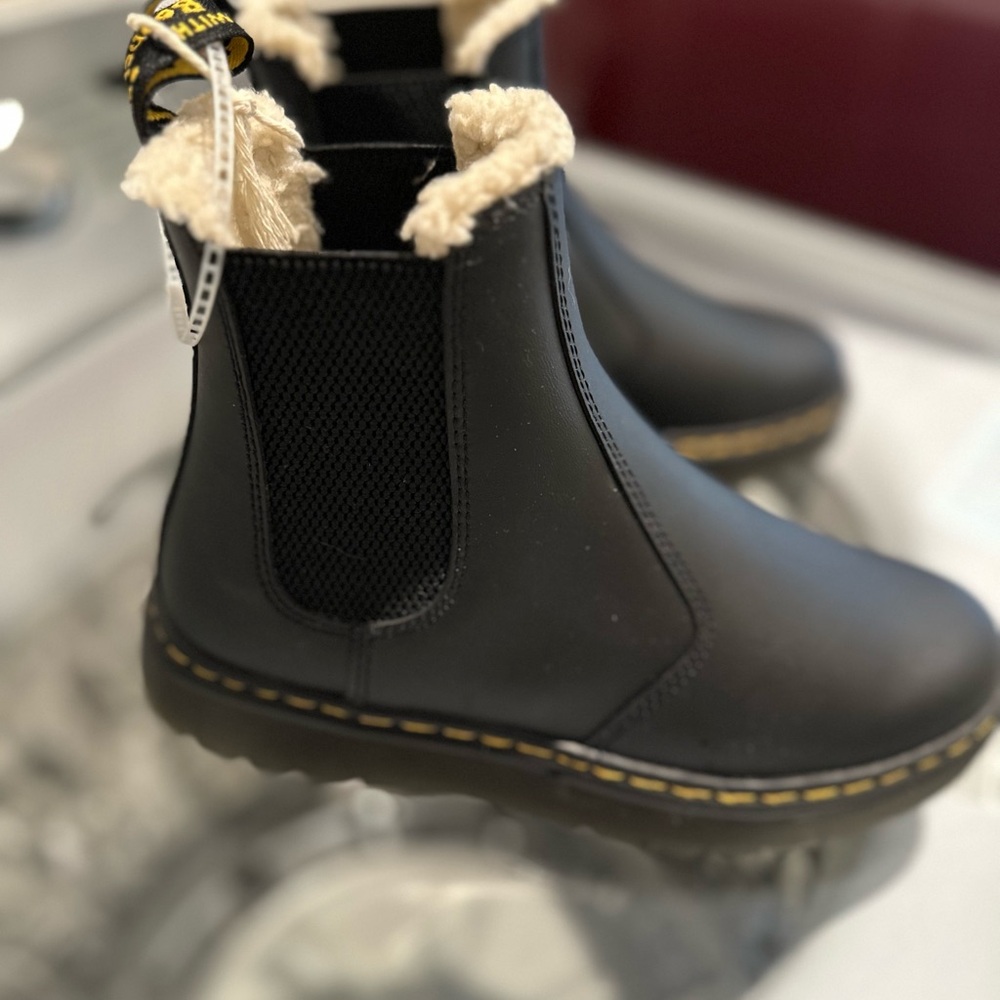 Dr. Martens Black Leather Boots with Fleece Lining